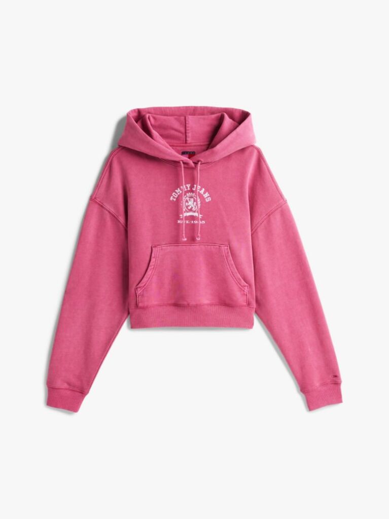 Purple Crest Logo Boxy Cropped Hoody  Women