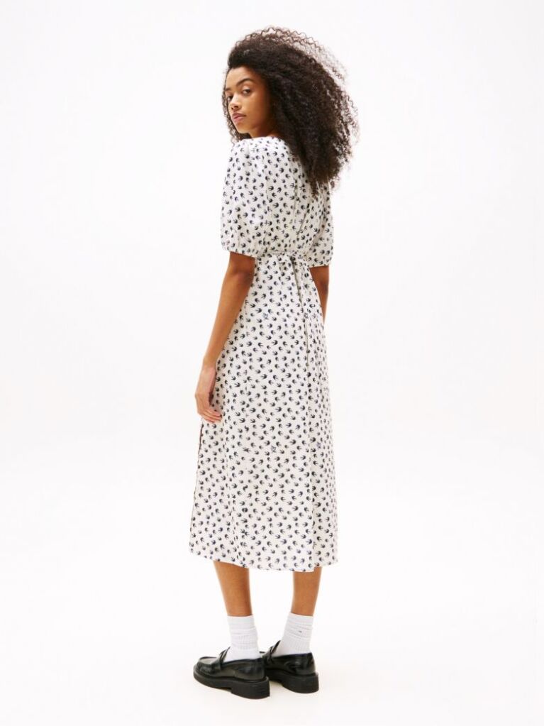 Multi Bird Print Wrap Midi Dress  Women