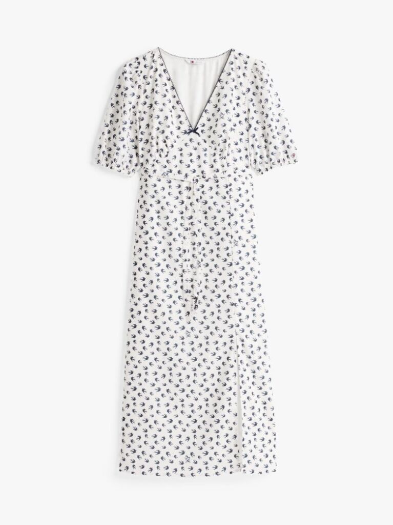 Multi Bird Print Wrap Midi Dress  Women