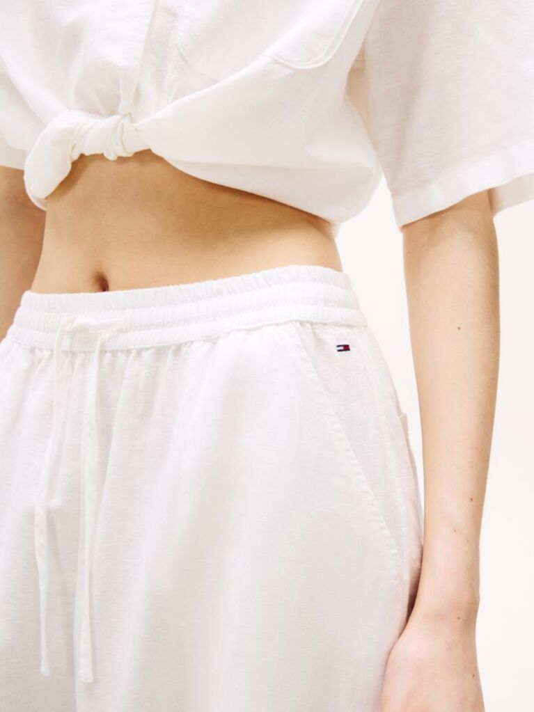 Beige Wide Leg Trousers With Linen  Women