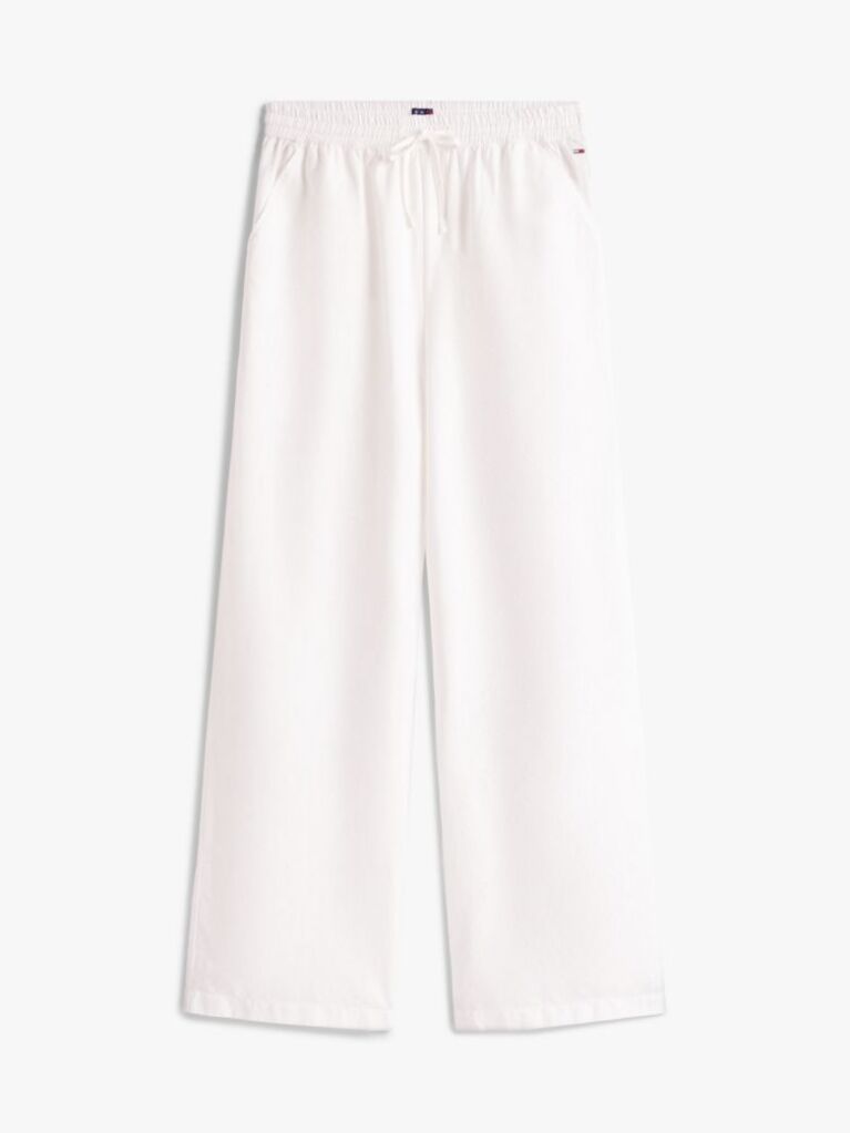 Beige Wide Leg Trousers With Linen  Women