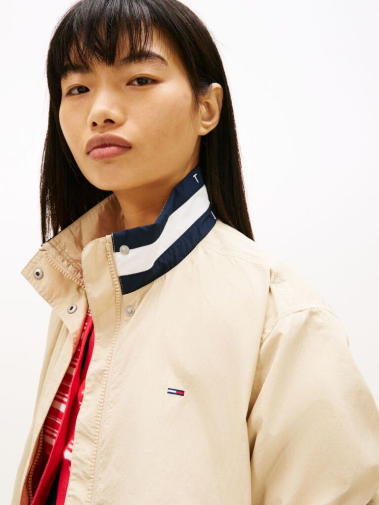 Beige Logo Collar Water Repellent Jacket  Women