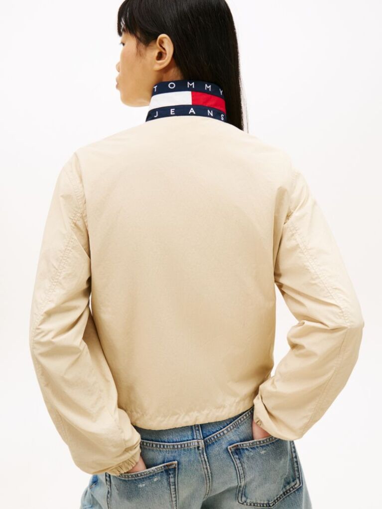 Beige Logo Collar Water Repellent Jacket  Women
