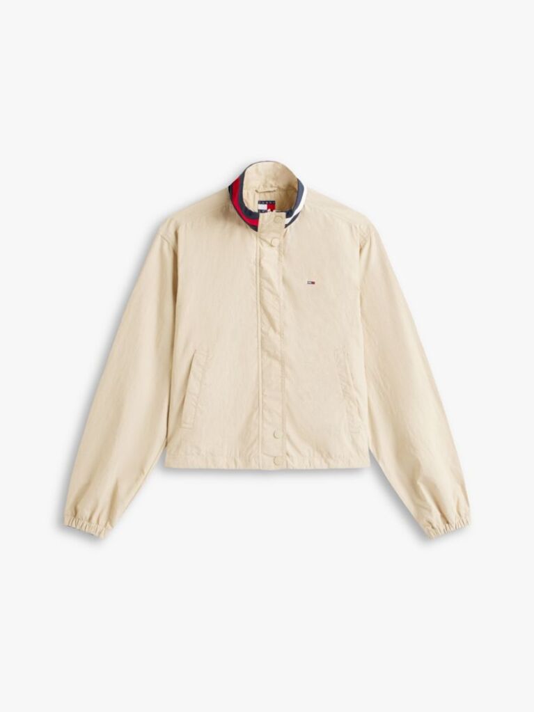 Beige Logo Collar Water Repellent Jacket  Women