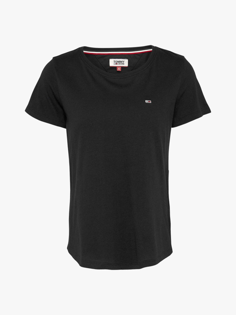 Black Crew Neck Flag Embroidered T-Shirt  Women
