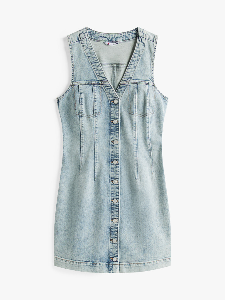 Denim Slim Denim Mini Φόρεμα Με V Λαιμόκοψη  Γυναίκες
