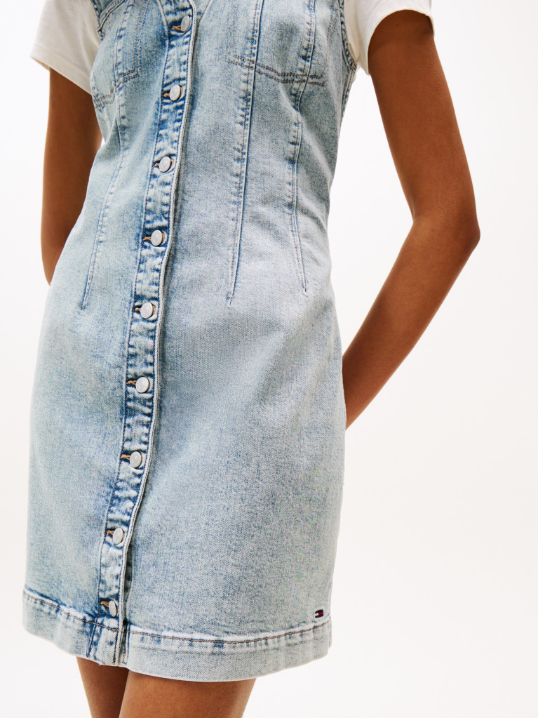 Denim Slim Denim Mini Φόρεμα Με V Λαιμόκοψη  Γυναίκες