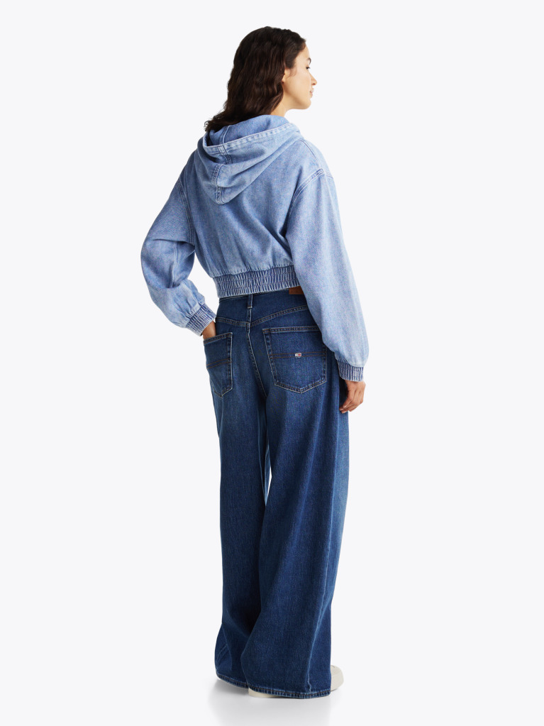 Denim Denim Hoody Με Cropped Μήκος  Γυναίκες