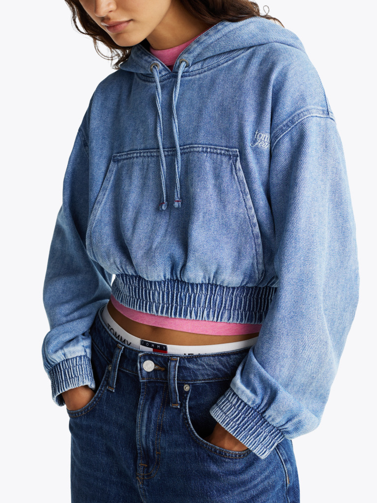 Denim Denim Hoody Με Cropped Μήκος  Γυναίκες