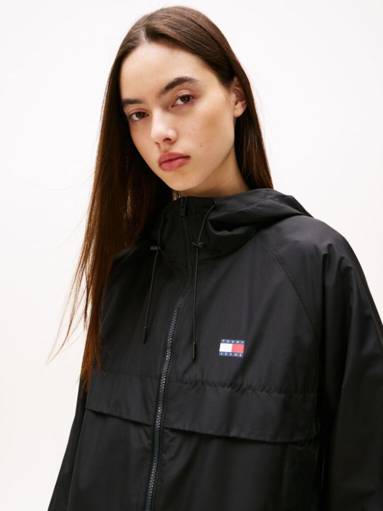 Black Tommy Badge Windbreaker  Women