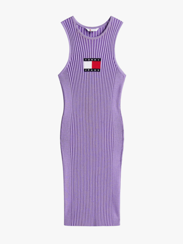 Purple Ribbed Sleeveless Mini Jumper Dress  Women