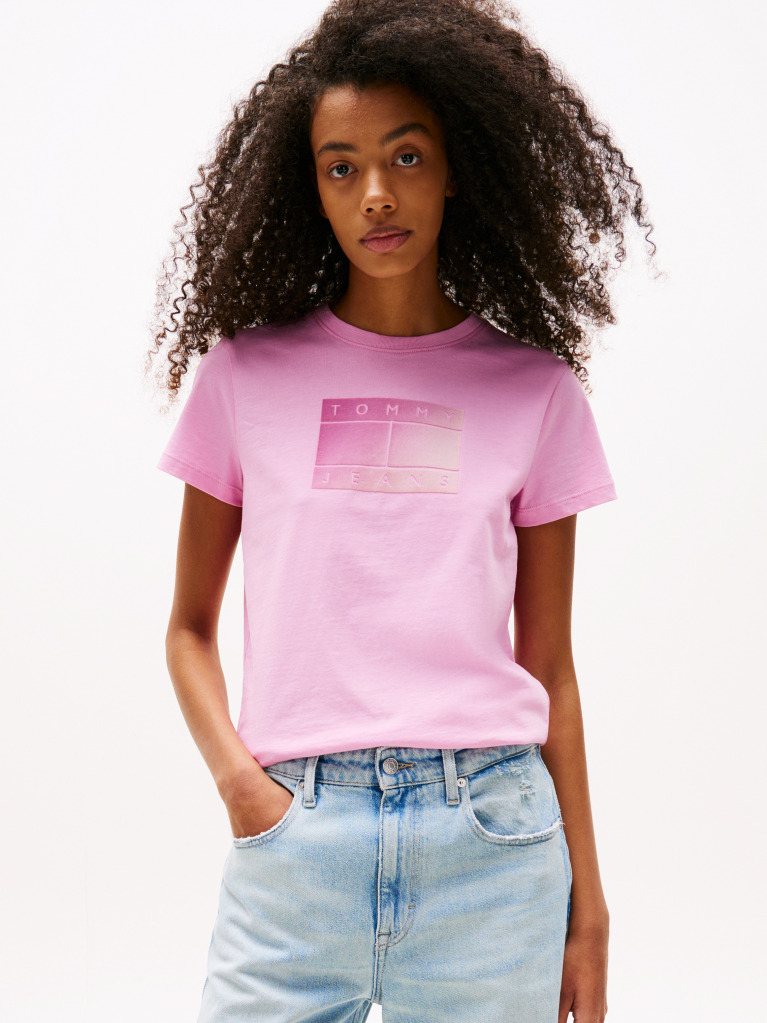 Pink Gradient Logo Crew Neck T-Shirt  Women