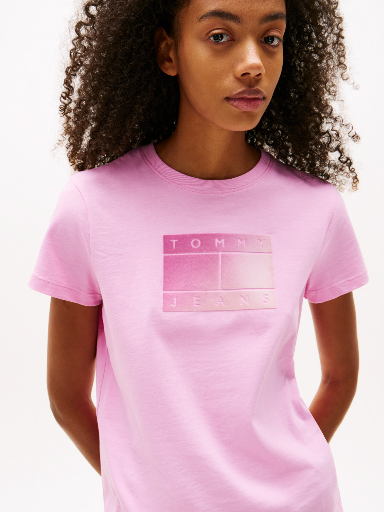 Pink Gradient Logo Crew Neck T-Shirt  Women