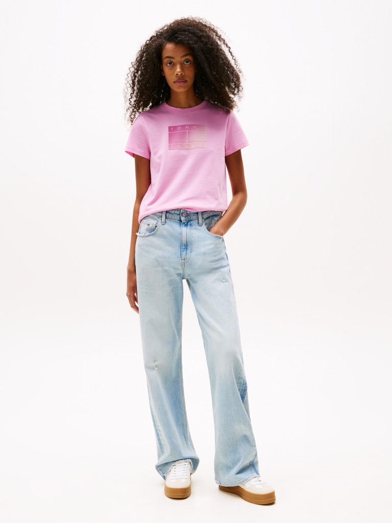 Pink Gradient Logo Crew Neck T-Shirt  Women