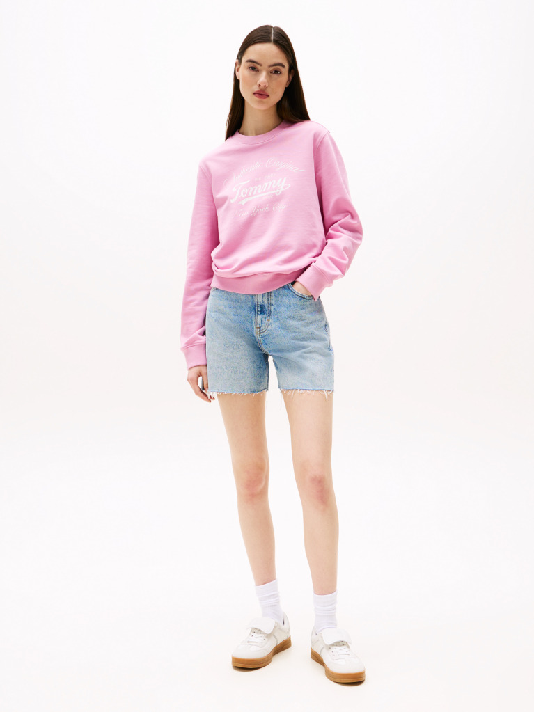 Pink Regular Essential Logo Crew Sweatshirt  Women