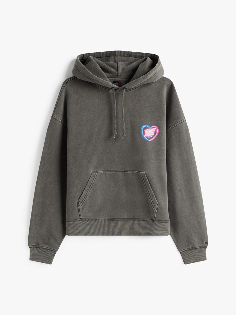 Black Back Graphic Boxy Hoody  Women