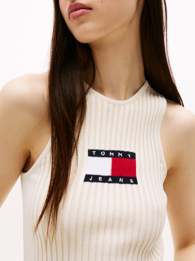 Beige Ribbed Slim Racerback Tank Top  Women