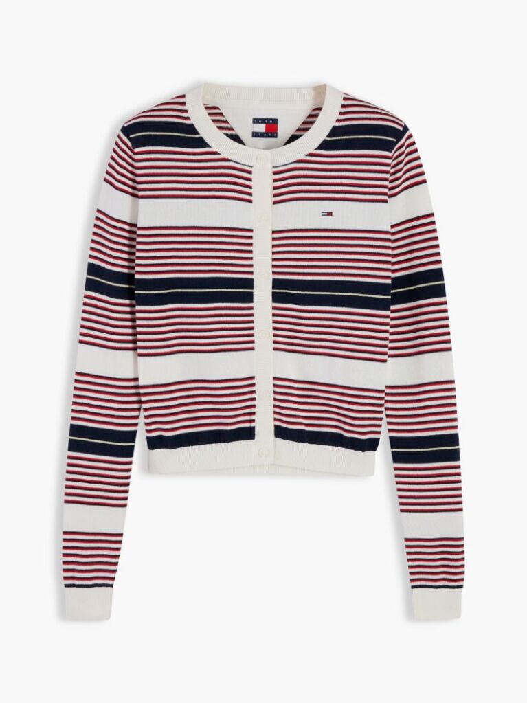 Multi Flag Embroidery Slim Crew Neck Cardigan  Women