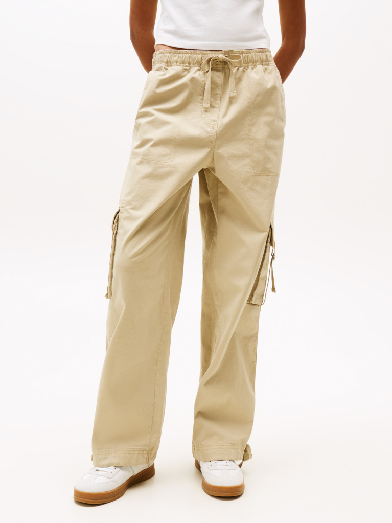 Khaki Loose Cargo Trousers  Women