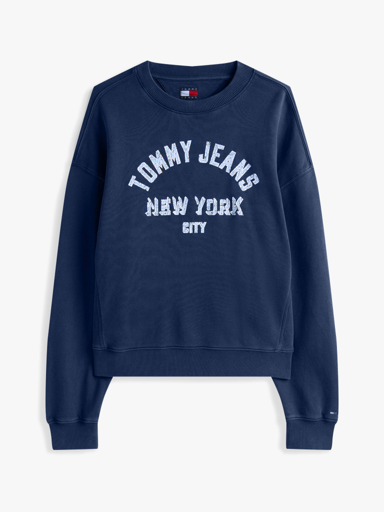 Blue Varsity Boxy Crew Neck Sweatshirt  Women