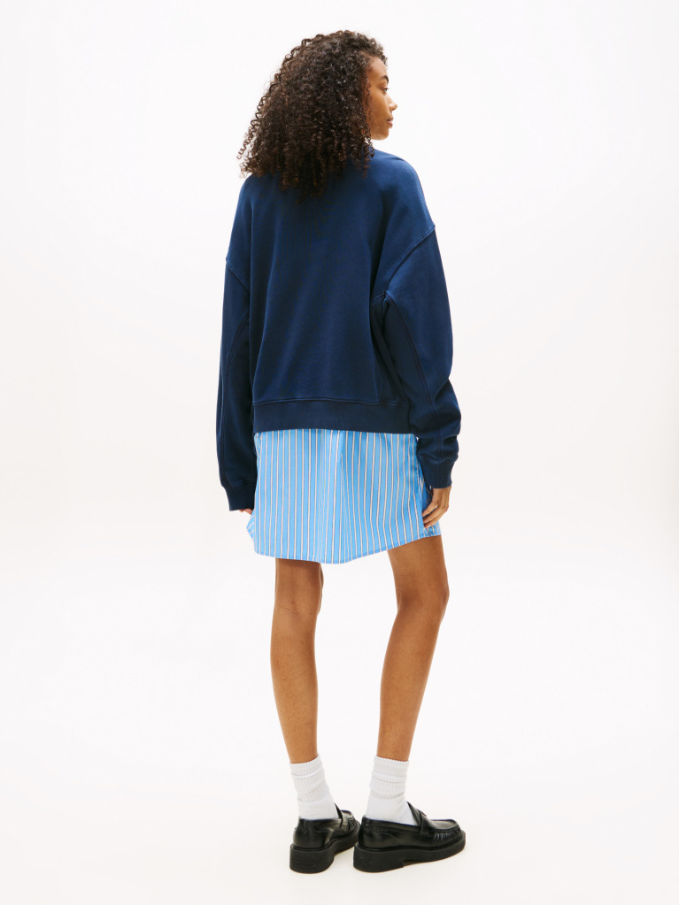 Blue Varsity Boxy Crew Neck Sweatshirt  Women