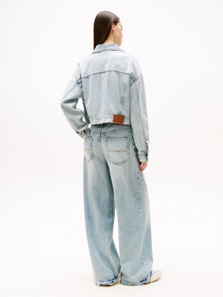 Denim Oversized Cropped Denim Trucker Jacket  Women