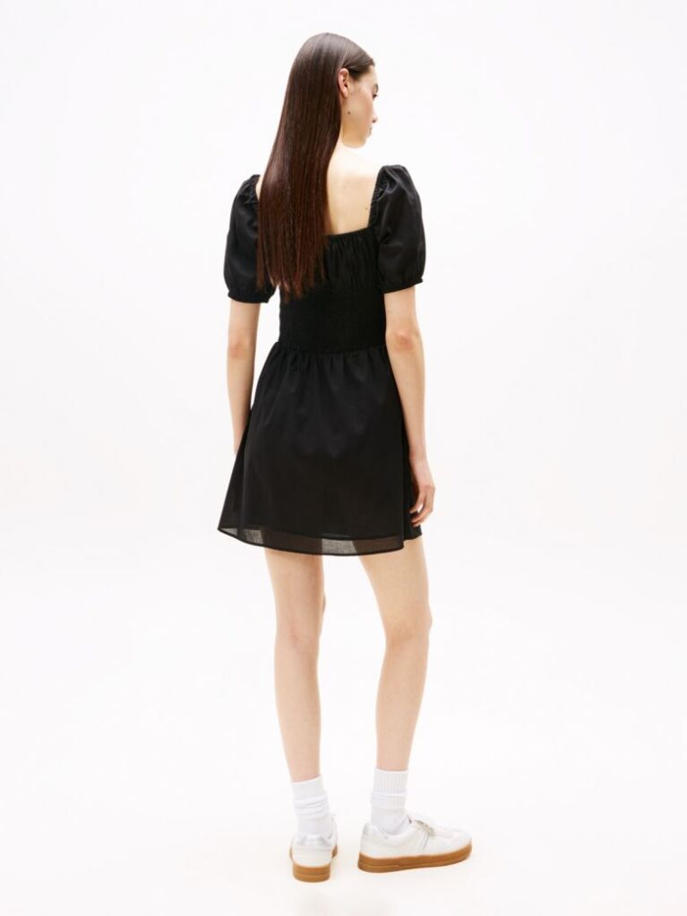 Black Voile Square Neck Mini Dress  Women