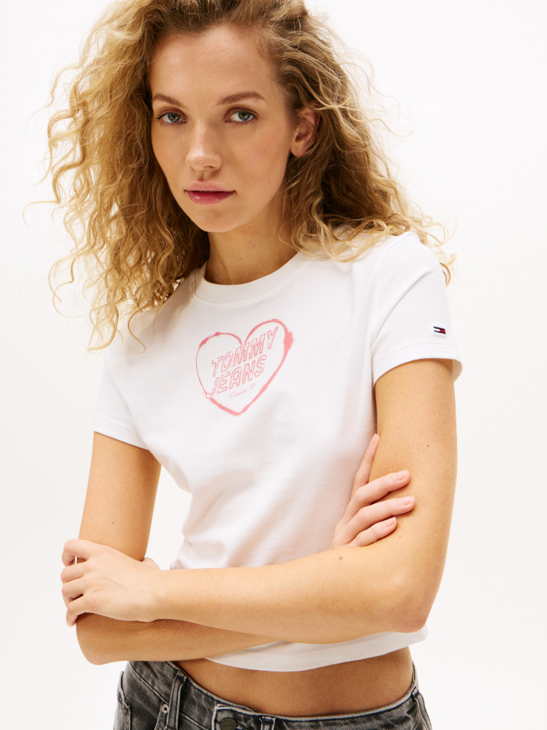 White Graphic Slim T-Shirt  Women