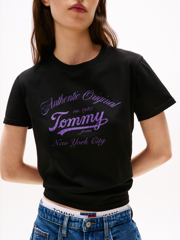 Μαύρο Essential T-Shirt Σε Κανονική Γραμμή Με Λογότυπο  Γυναίκες