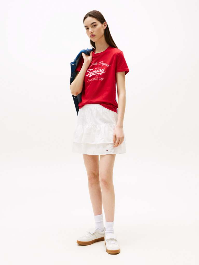 Red Regular Essential Logo Tee  Women