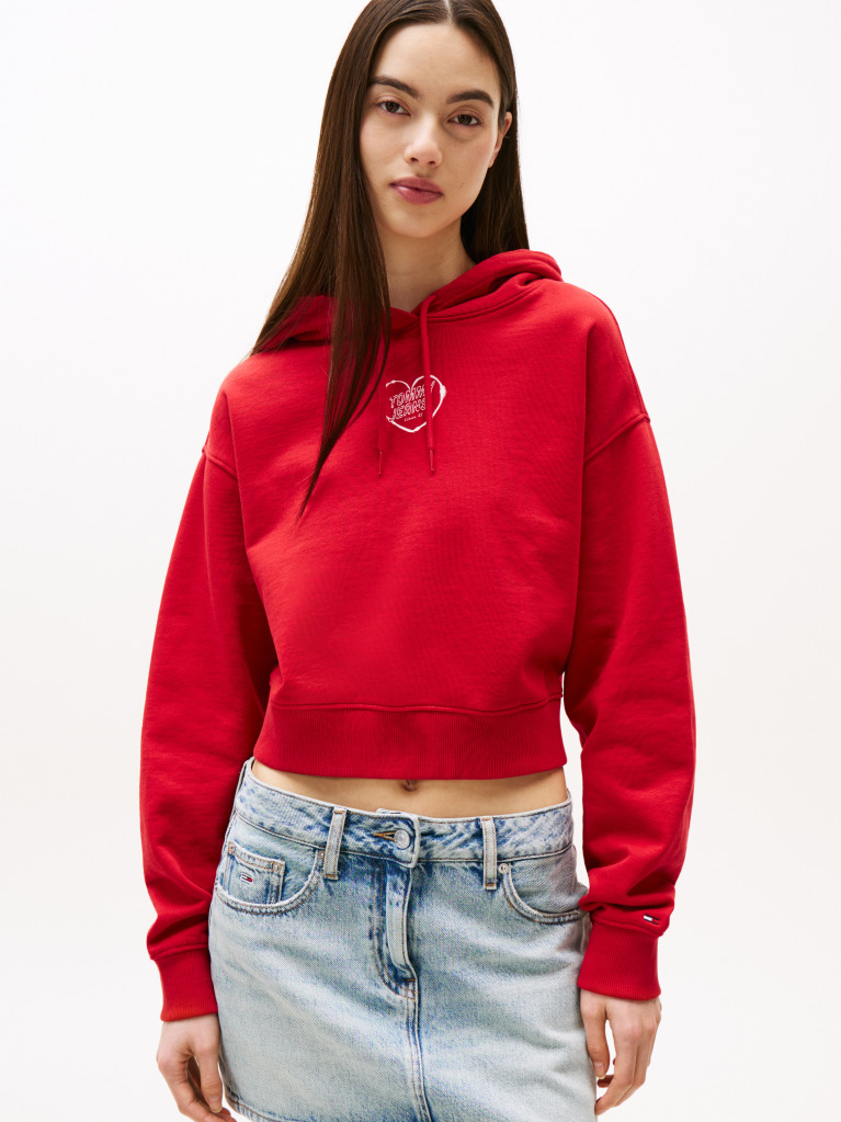 Κόκκινο Άνετο Cropped Hoody  Γυναίκες