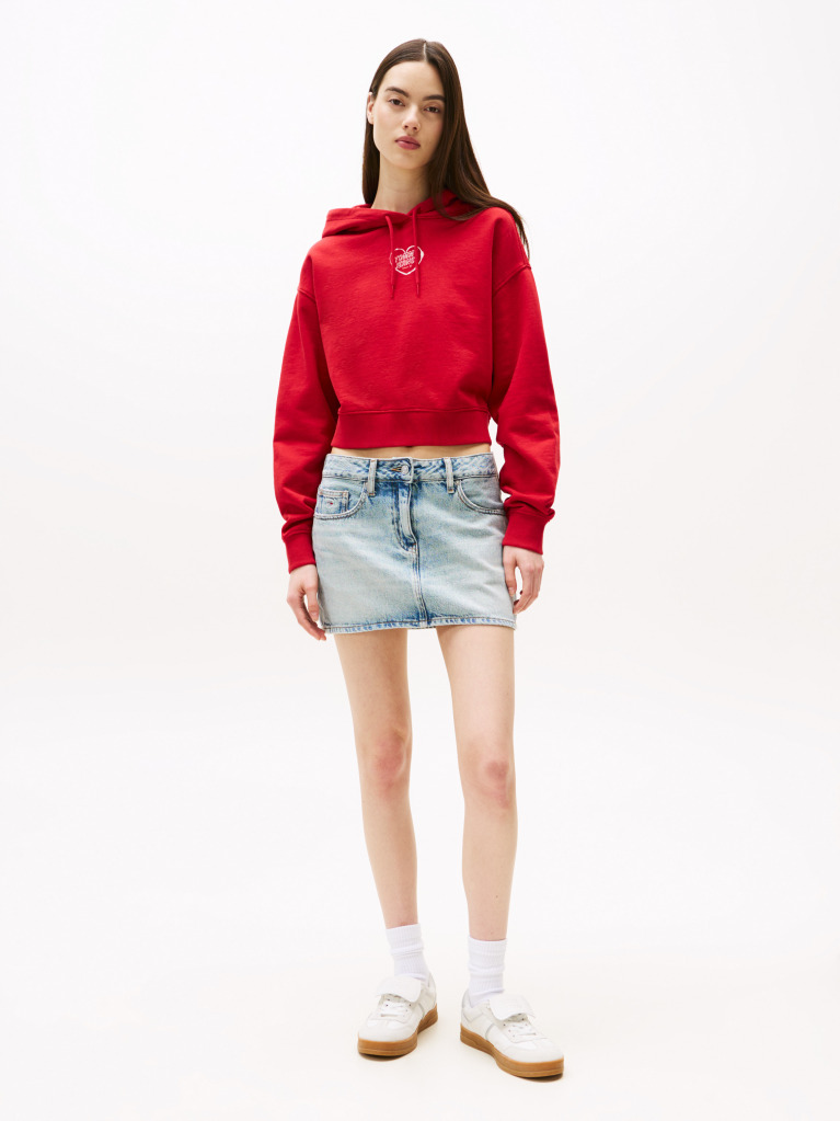 Κόκκινο Άνετο Cropped Hoody  Γυναίκες