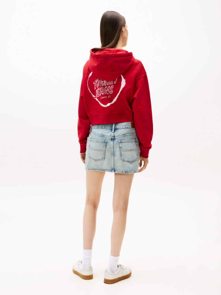 Κόκκινο Άνετο Cropped Hoody  Γυναίκες
