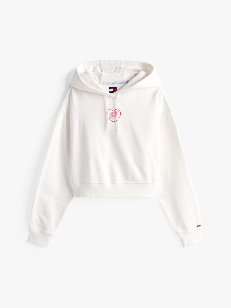 Άσπρο Άνετο Cropped Hoody  Γυναίκες