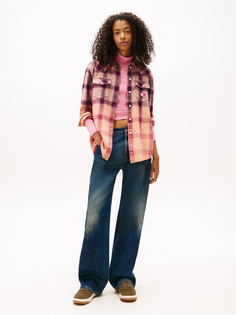 Multi Logo Relaxed Fit Flannel Shirt  Women