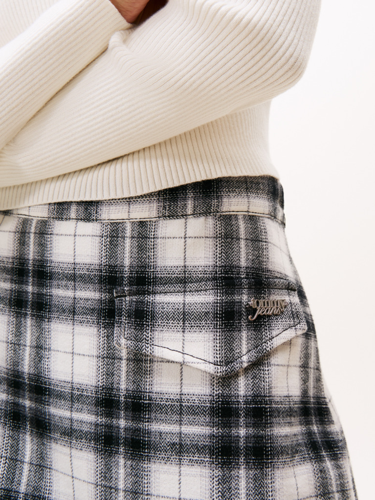 Μπεζ Ψηλόμεση Flannel Μίνι Φούστα Σε Α Γραμμή  Γυναίκες