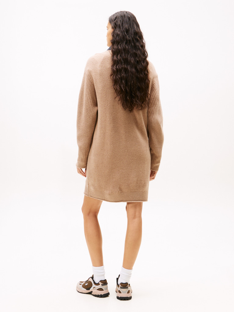Brown Tommy Flag Badge Mini Jumper Dress  Women