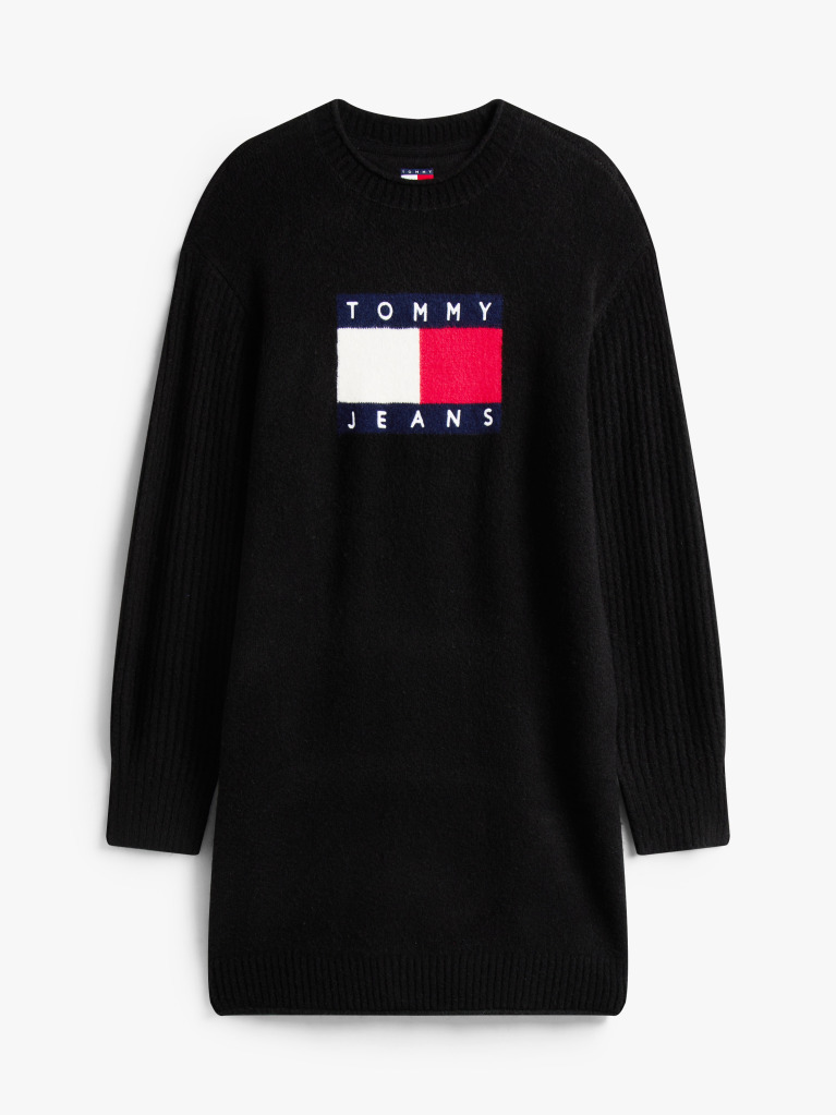 Μαύρο Μίνι Πλεκτό Φόρεμα Με Σήμα Tommy  Γυναίκες