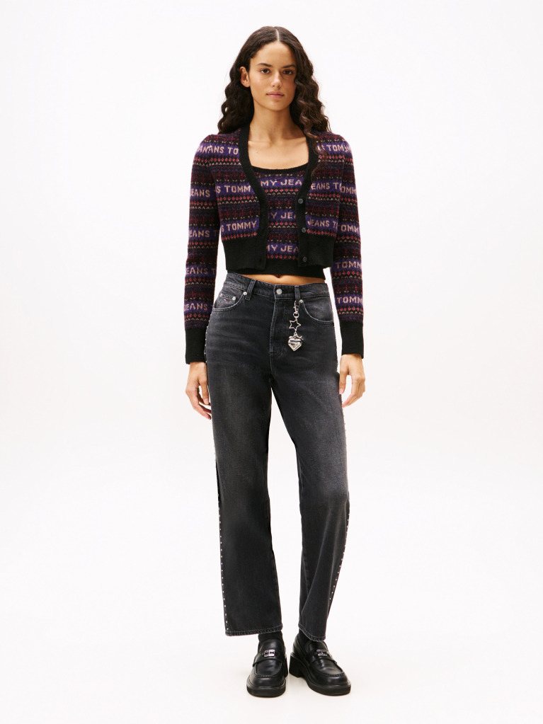 Denim High Rise Black Studded Jeans  Women