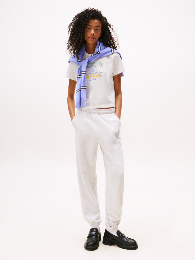 Beige Regular Crest Flag Tee  Women