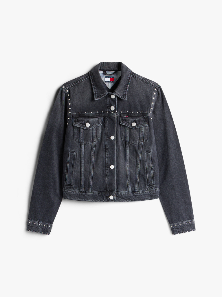 Denim Studded Denim Trucker Jacket  Women