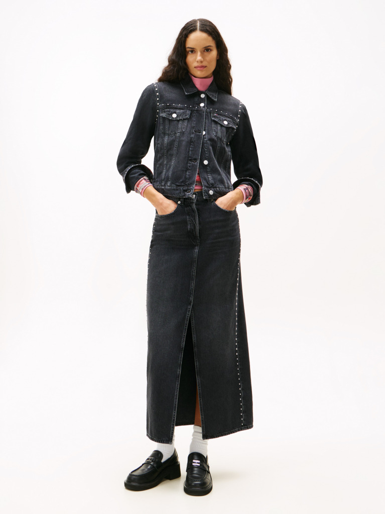 Denim Studded Denim Trucker Jacket  Women
