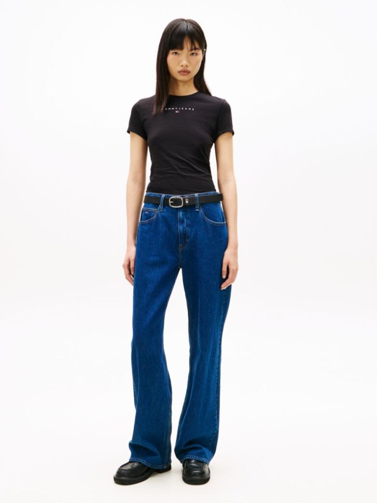 Black Slim Bling Linear Tee  Women