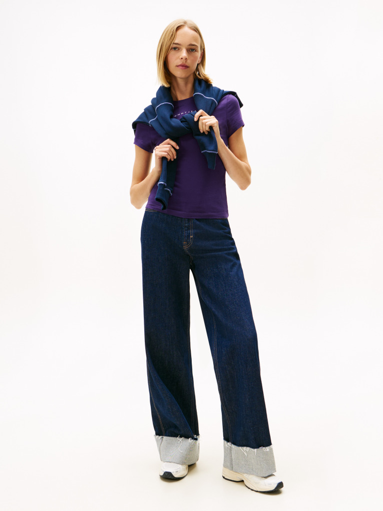 Purple Slim Bling Linear Tee  Women