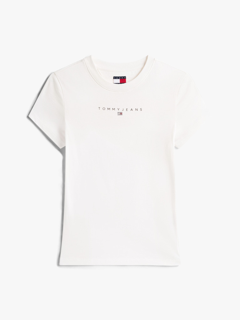 Άσπρο Slim T-Shirt Με Linear Σχέδιο  Γυναίκες