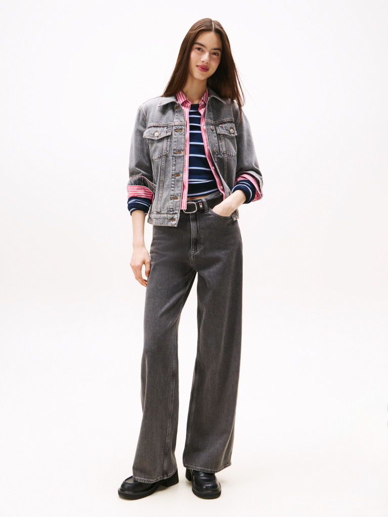Denim Colour-Blocked Back Logo Denim Trucker Jacket  Women