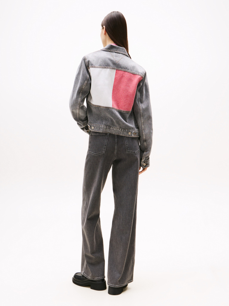 Denim Colour-Blocked Back Logo Denim Trucker Jacket  Women