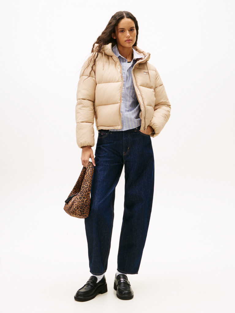 Beige Water Repellent Ripstop Hooded Puffer Jacket  Women