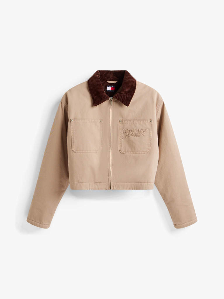 Beige Logo Appliqué Padded Cropped Coach Jacket  Women