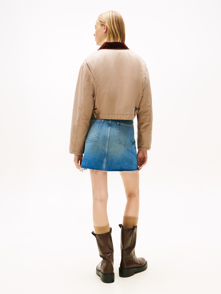 Beige Logo Appliqué Padded Cropped Coach Jacket  Women